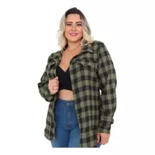 Camisa Blusa Feminina Xadrez Flanelada Manga Longa Plús Size