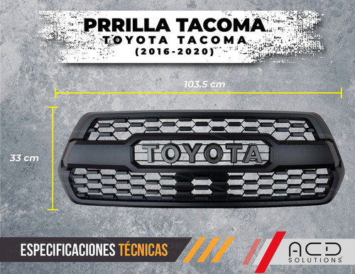Parrilla Toyota Tacoma 2018 2019 Negra Con Emblema Plateado Foto 4