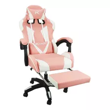 Cadeira Gamer Ktrok Proseat Rosa/branco Com Massageador Cor Rosa