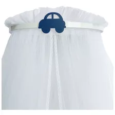 Dossel Liso Carrinho Menino + Mosquiteiro Tule Com Pom-pom