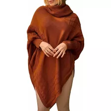 Blusa De Frio Feminino Tricô Moda Inverno Gola Alta Poncho