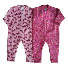 2 Macacão Com Zíper Soft Uni 4-6-8 Pijama Infantil Inverno