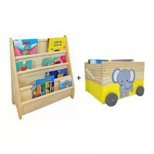 Kit Organizadores, Caixa Toy Box + Rack Para Livros Infantil