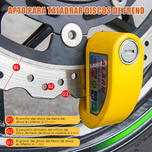 Alarma Motocicleta Bloqueo Impermeable Freno Disco Candado Foto 6