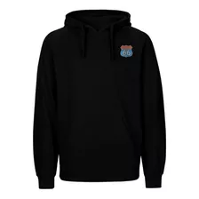 Moletom Estampas Bolso Canguru Com Capuz Blusa De Frio Preto