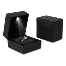 Caja Estuche Para Anillo De Compromiso Con Luz Led Color Negro