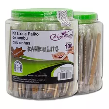Kit Lixa Unha E Palito Bamboo Ponta Ponta Manicure - 100und