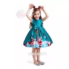 Vestido Navidad Verde Niña Santa Claus Talla 8/10. Envio Ya