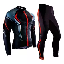 Roupas Bicicleta Calças Ciclismo Com Gel Manga Longa Preta