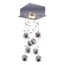 Lustre De Cristal Quadrado Plafon Brilhante Inox 1 Luz Inox