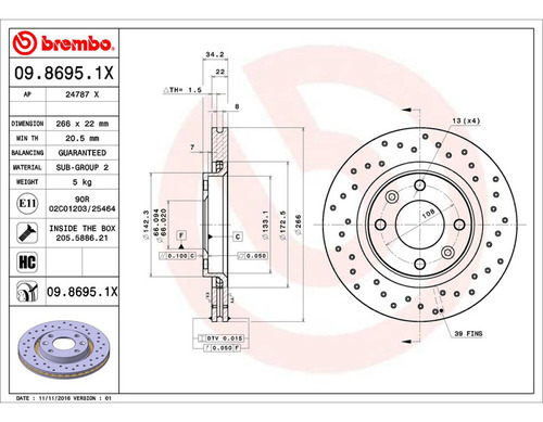 Par Discos Brembo Peugeot 206 Cc Quicksilver 2006 Delantero Foto 2