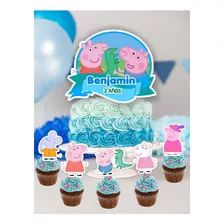 Kit Topper Decorativo Torta Y Cupcakes Cerdito George Pig