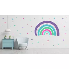 Vinilo Decorativo Infantil Arcoiris Nórdico 90 X 60cm + Lun