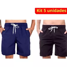 Kit 5 Short Tactel Masculino Bermuda Academia Treino Liso