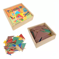 Brinquedo Educativo Em Madeira Jogo Tangram 15 Cm 70 Peças