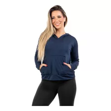 Casaco Furadinho Feminino Academia Fitness Bolso Canguru