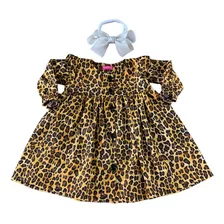 Roupa Bebe Menina Xadrez Manga Longa Com Tiara 100% Algodão