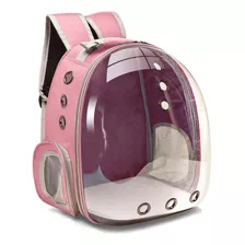 Mochila Pet Acrílico Para Cachorro Gato Visão Panorâmica Cor Rosa