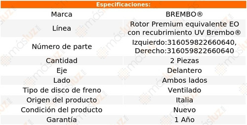 Juego 2 Discos Ventilados Delanteros Forte 16/18 Brembo Foto 2