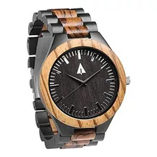 Treehut Hombres Zebrawood Madera Negro Acero Inoxidable Relo