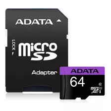 Memoria Sd Micro Sd 64gb Clase 10 Adata Adaptador Sd 100m/b