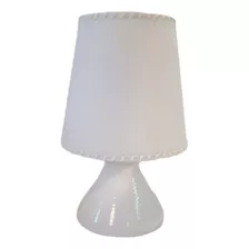 Lampara Velador Chico Blanco Con Pantalla De Tela Apto Led