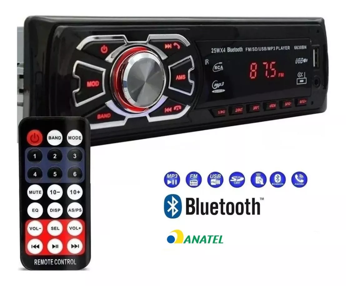 Radio Som Automotivo Mp3 Player Usb Bluetooth Sd Ligacoes