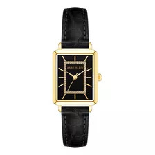 Reloj Mujer Anne Klein Correa De Piel 24 Mm Ak/3820gpbk Color De La Correa Negro Color Del Bisel Dorado Color Del Fondo Negro