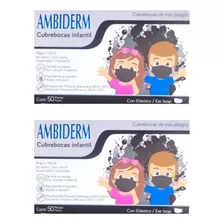 Pack Cubrebocas Ambiderm Infantil Color: Negro