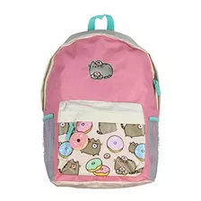 Pusheen Cat Donuts Zipper Backpack With Front Pocket And Don