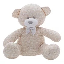 Urso De Pelúcia Estampado Bege Zip Toys