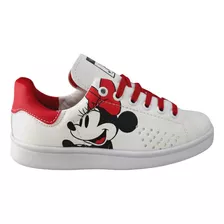 Tenis Mujer Minnie Mouse Mimi Disney 6815d Blanco Rojo