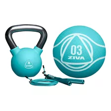 Set Kit Funcional Ziva Pesas Rusas 8kg Medicine Ball 3k Soga