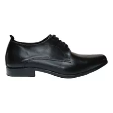 Zapato Hombre Vestir Cuero Negro Brillo Acord Base Goma C C