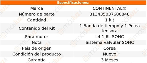 Distribucin Banda Kit Sephia Para Kia L4 1.6l Sohc 94/95 Foto 3