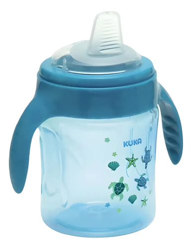 Caneca Antivazamento Kuka Infantil Alças Com Texturas 200ml Cor Azul Tartaruga