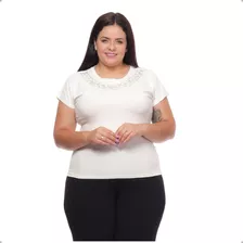 Blusa Plus Size Casual Moderna Com Strass