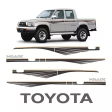 Kit Faixa Hilux 1992/2004 + Adesivo Traseiro Toyota Grafite