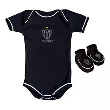 Body E Pantufa Bebê Atlético Mg Preto Oficial Torcida Baby