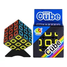 Cubo Mágico 3 X 3 X 3 Negro Con Cuadrados De Colores Ingenio