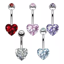 Piercing Ombligo Aro Strass Forma Corazon Engarzado Acero