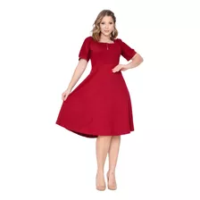 Vestido Godê Midi Feminino Rodado Com Manga Princesa