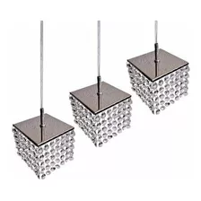 Kit 3 Pendente Cristal 1 X11x11 Lamp Inclusa