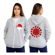 Blusa Moletom Canguru Naruto Sharingan Anime Capuz C/ Zíper