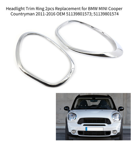 Anillo Embellecedor Faro 2 Piezas Bmw Mini Cooper Countryman Foto 2