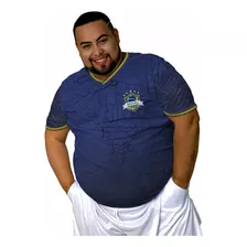 Camisa Brasil Masculina Azul Plus Size Mapa Hexa 22 G6 G7