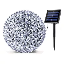 Luces Solar Guirnalda Navidad 200 Led Fria Blanco 20 Metros 