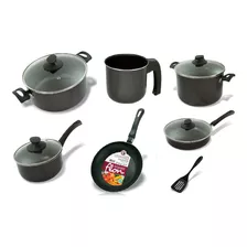 Bateria Cocina 11 Piezas C/guisera Guadix Teflon Tapa Vidrio