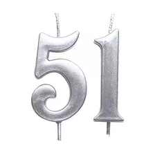 Vela Numérica Plateada 51 Cumpleaños, Número 51, Vel...