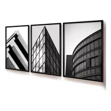 Quadros Decorativos Prédios Comerciais 40x60 Trio Vidro Sala